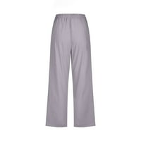 Danas pomestaju Youmao Capri hlače za žene sa džepovima Casual Casual Elastic Elastic Struk Široke noge Capri hlače Ženske pamučne pantalone Klasične pantalone za pranje