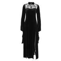 Haljine za žene Gotic High Slit čipka šuplji patchwork maxi sa haljinama od plamene rukava