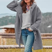 Vivianyo HD žene za kapute jakne na prodaju i čišćenje Ženska ležerna puna boja dugih rukava s dugim rukavima vuneni kaput bljeskalica