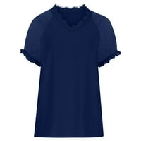 Seksi vrhovi za žene Trendy Ljetni pola rukava Pulover Solid casual bluza Plue Blue XL