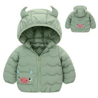 NSENDM Slatke Kid jakne zimski kaput crtana jakna od kravlje s kapuljače zgušnjavaju vjetra za toplu odjeću jakne za djecu gornje odjeće zelene 2 godine