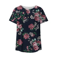 Ženski Ljeto plus veličine Tunic vrhovi kratkih rukava Bluze casual cvjetne Henley majice ružičasta