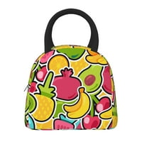 Prijenosna vodootporna izolirana torba za ručak, šareni crtani voćni doodle za ponovni torba za izležavanje