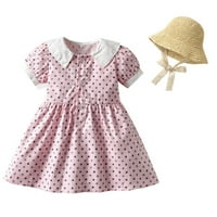 Djeca dječja dječja dječja oblačenja proljeće ljeto cvjetno pamuk kratki rukav princeza haljina hat