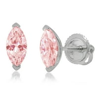 CT Marquise Cut Studs Pink Simulirani dijamant 14k bijeli zlatni minđuše vijak