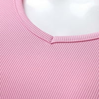 Ženske majice Žene Ljetni trendy Solid Colfy majica V izrez Casual T majice Puff rukava bluza Tunic
