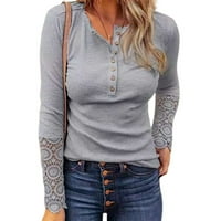 Ženska jesen Ležerna majica Majica s dugim rukavima Solid Boja za zabavu za druženje Nosite XL sivu