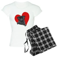 Cafepress - Crna pug srce - ženska svetlost pidžama