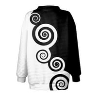 Strungten ženski povremeni okrugli vrat Geometrijski tisak dugih rukava dukserica Labavi pulover Duks