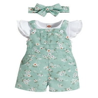 Dojenčad za bebe Ljetni kombinezoni odijela Flying rebraste majice Top cvjetni suspender kratke hlače