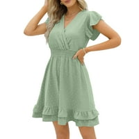 Žene Ljetna haljina V-izrez ruffle rukave ležerna haljina mini odjeća