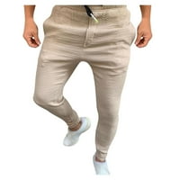 Stilski muškarci Slim Fit Solid patentne pantalone Hlačne pantalone Khaki
