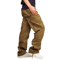 Ležerne pantalone za muškarce ravno na otvorenom sa džepovima pune boje casual pantalone