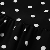 Haljine za žene bez rukava Mini casual polka tat mini ljetna okrugla izrezna haljina crne m