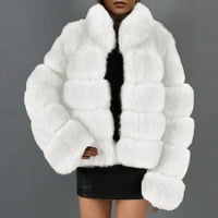 Hinvhai ženski kaput plus veličina Žene dame topla krznena kaput jakna zimska solidna V-izrez gornja