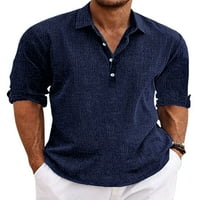 Niuer Muškarci vrhovi bluza za bluzu za vrat majice dolje majice Redovna fit tunika košulja dugih rukava crna 2xl