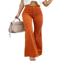 Glonme gumb pantalone za palete za žene Slim Fit Radne dukseve obične solidne boje Palazzo Pant Orange
