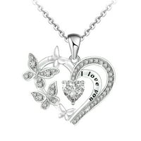 Frehsky ogrlice za žene Leptir Rhinestones Ženska ogrlica Ljubav Srca Leptir Privjesak Ogrlica poklon