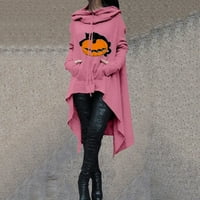 HOKSML dugih rukava Halloween za žene, ženska modna casual Halloween tiskana s dugim rukavima s kapuljačom