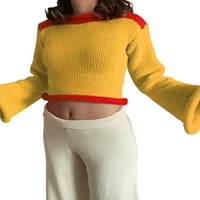 Ženski pleteni džemper za uselje valjane obloge dugih rukava pulover vrhova ulična odjeća