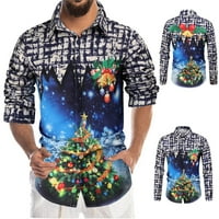 Modne božićne majice za muškarce Božićni stil tiskani uzorak Cardigan Bluza s dugim rukavima
