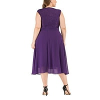 Žene oblače velike veličine Ženska struka čvrstog u boji Eksplozivna čipka Retro Hem tanka haljina casual