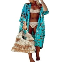 Avamo Ženska plaža Poklopac cvjetnog print kupaći kostim kupaćim kostim kupaći kostim dame dame kimono kardigan bluza boho kupaći kostimi zeleni m
