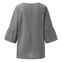 Ljetne casual majice za žene Grafički pamuk Linenn kratki rukav, puloverske majice i bluza labava boja,