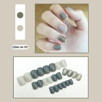 Naljepnice za nokte za žene Press na noktima 3D miješani uzorak Samoljepljivi čvrsti ispisani Rhinestones Točke Dizajn kratkim pritiskom na noktima DIY delikatne naljepnice za nokte
