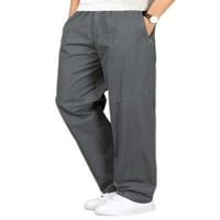 Cindysus muške pantalone na srednje struku hlače od čvrstog dna sporta Loungeweb lagana svjetlost Siva