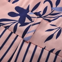 Dasayo Pink Rompers za žene Ženski modni list i prugasti ispisani remen s kratkim kompjuim sa pojasom
