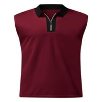 Sanviglor MENS Polo majica Revel izrez Ljetni vrhovi Zipper T majice Classic Fit Tee Beach bluza Vino