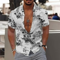 Havajska majica za muškarce Ljeto tropsko cvjetno printsko plaža Top kratkih rukava dolje majice sive