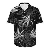 Muške plus veličine majica za čišćenje muškaraca modne casual tipke Havaji za ispis bluza s kratkim