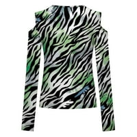 Ženski modni geometrijski ispis bluze s dugim rukavima CREW CACT Zapadne majice Loop Fit Comfy pulover