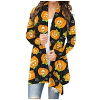 Halloween Cardigan Halloween tiskana ženska srednja dužina zimski džemper lagana plus veličina odjeću