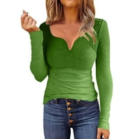 KETYYH-CHN WOMENS dugih rukava THIRTS Modni top bluze Ležerne majice pulover Green, M