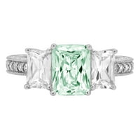3.28ct smaragdni rez zeleni simulirani dijamant 18k bijeli zlatni godišnjički angažman kamena prstena
