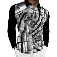Ležerni modni majica za muškarce rever Polovina zip digitalni tisak majica s dugim rukavima Slim Fit
