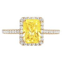 1.96ct smaragdni rez žuti simulirani dijamant 14k žuto zlato egraviranje izjava godišnjica Angažman