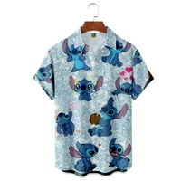 Filmovi Disney Lilo & Stitch tiskani Havajska majica kratkih rukava za djecu Odrasli božićni gumb dolje majica casual aloha majica na plaži