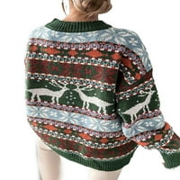Božićne žene pletene džemper vrhovi Xmas dugih rukava za bluzu dugih rukava pulover