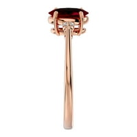 Superjeweler 1. Carat ovalni oblik Ruby i dva dijamantna prstena u karatu ružičastog zlata za žene