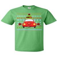 Inktastični ružni božićni džemper sa automobilom i sadašnjom majicom
