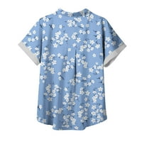 Žene ljetne vrhove Clearence Casual Rever bluza Kratki rukav Ispis labavih majica vrhovi gumba Cardigan