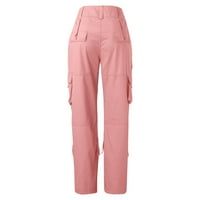 Vedolay ženske hlače povremene ženske pamučne hlače Ljeto elastične hlače za slobodno vrijeme s džepovima, ružičaste s