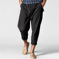 Hunpta mužjak casual čvrste gležnjače duljine pantalone džep elastična pant pant