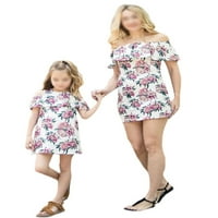 Bomotoo majka kćer ljeto suncobran cvjetna print Porodična podudarna haljina kratkih rukava Mini haljine