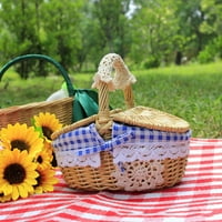 Pletenica za piknik sa poklopcem i ručka čvrsta tkano tijelo s pločama koji se mogu prati