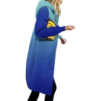 Duks za ženu Dugojdžerska jakna Obrađena dugačka dugi rukav gradijentni džemper tiskane ženske dukseve plave veličine 2xl